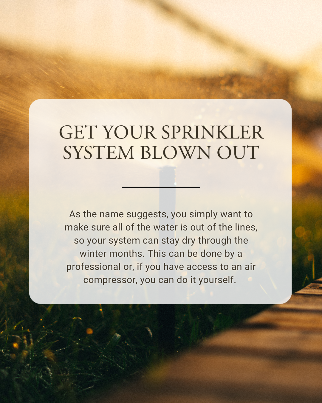 Winter Home Maintenance: Purge Sprinkler System